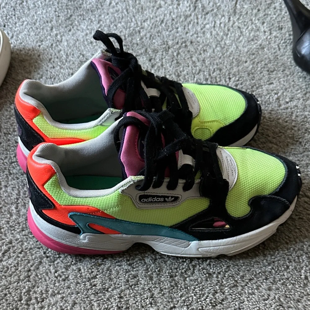 Adidas Women's Neon Green and Black Sneakers - Picture 1 of 6
